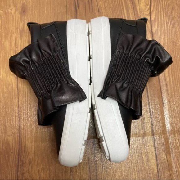 MSGM Leather Black Ruffle Slip On Sneaker Women Size 36 - Picture 5 of 9